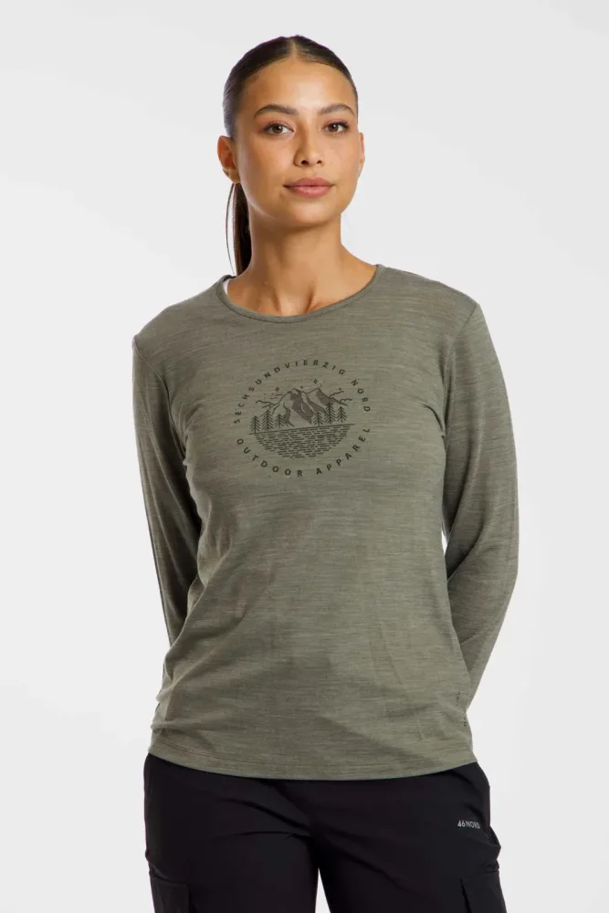 46 NORD Merino Mix Damen Longsleeve Olive, Damen, Größe: 44