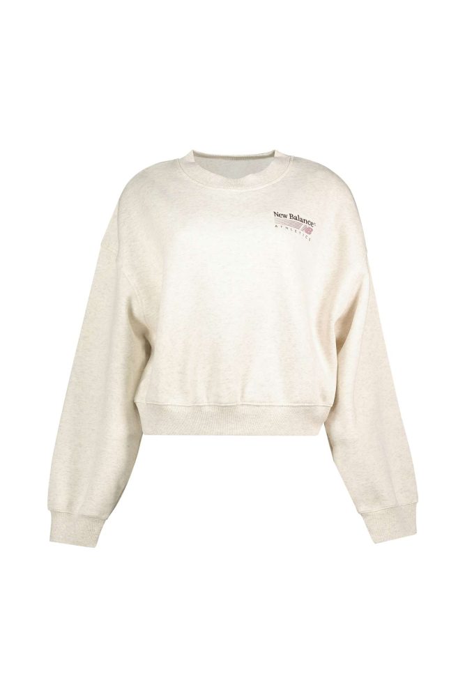 New Balance New Balance W Trackside Fleece Crew Damen, weiss, Grösse: S  Damen, weiss, Grösse: S