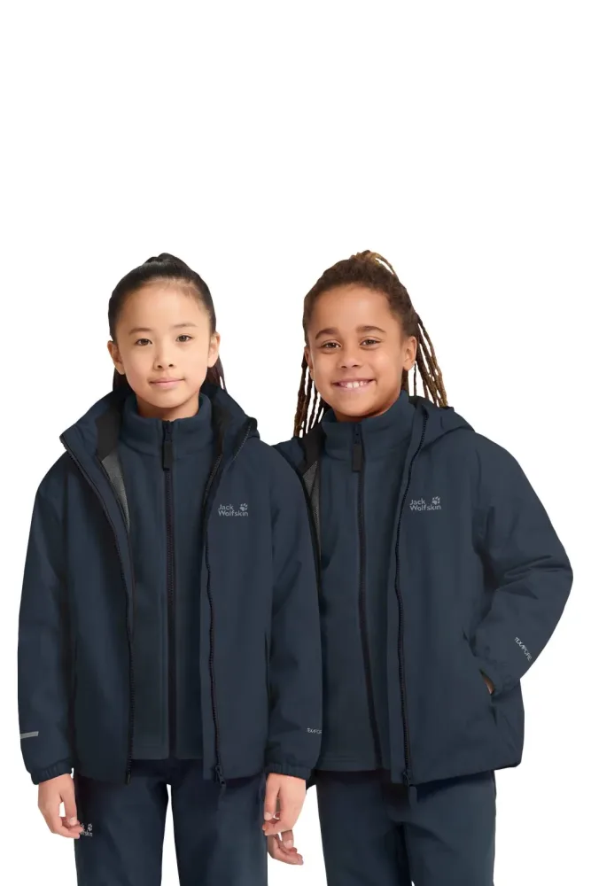 Jack Wolfskin Iceland 3in1 Kinder Outdoorjacke Dunkelblau, , Größe: 116