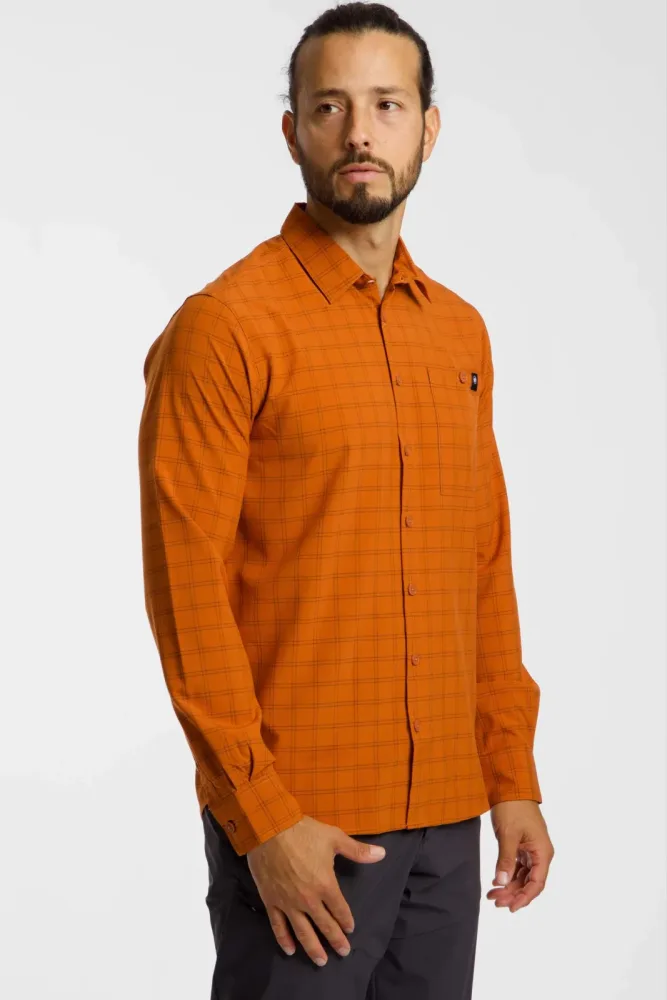 Mammut Klassisches Langarm-Wanderhemd Lenni Longsleeve Shirt Men Brown L