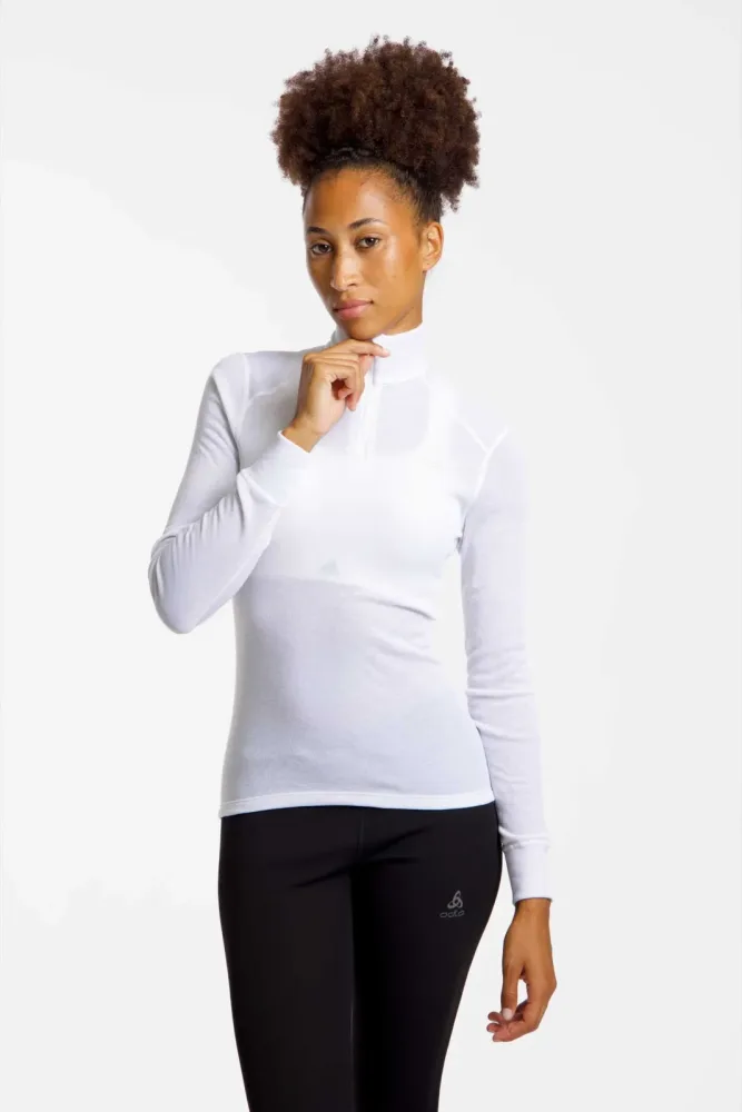 Odlo Active Warm Base Layer Half-Zip für Damen - Wandern, Ski & Snow - weiss, S