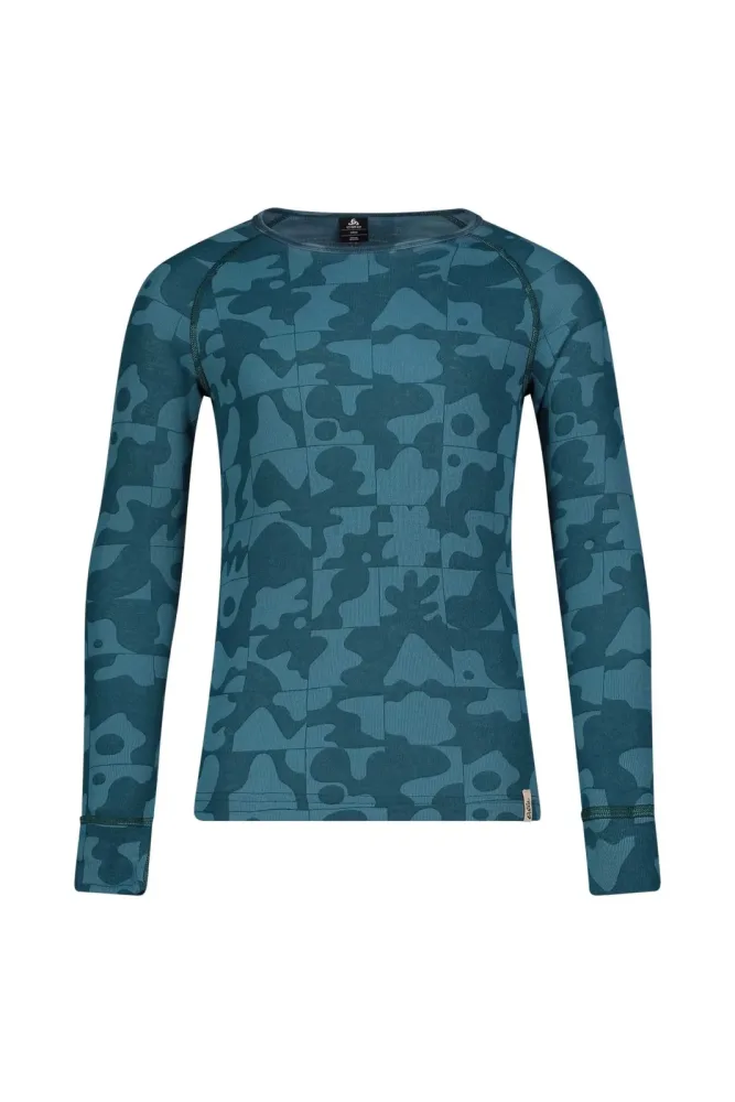 Odlo Active Warm Graphic Base Layer Shirt für Kinder - Wandern, Ski & Snow - blau, 128