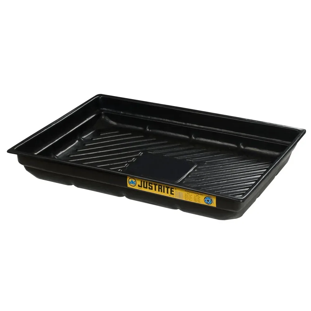 Justrite® Mini-Auffangwanne aus PE, rutschfester Rippenboden, Innenmasse 121 x 58 cm, Kapazität 75 l
