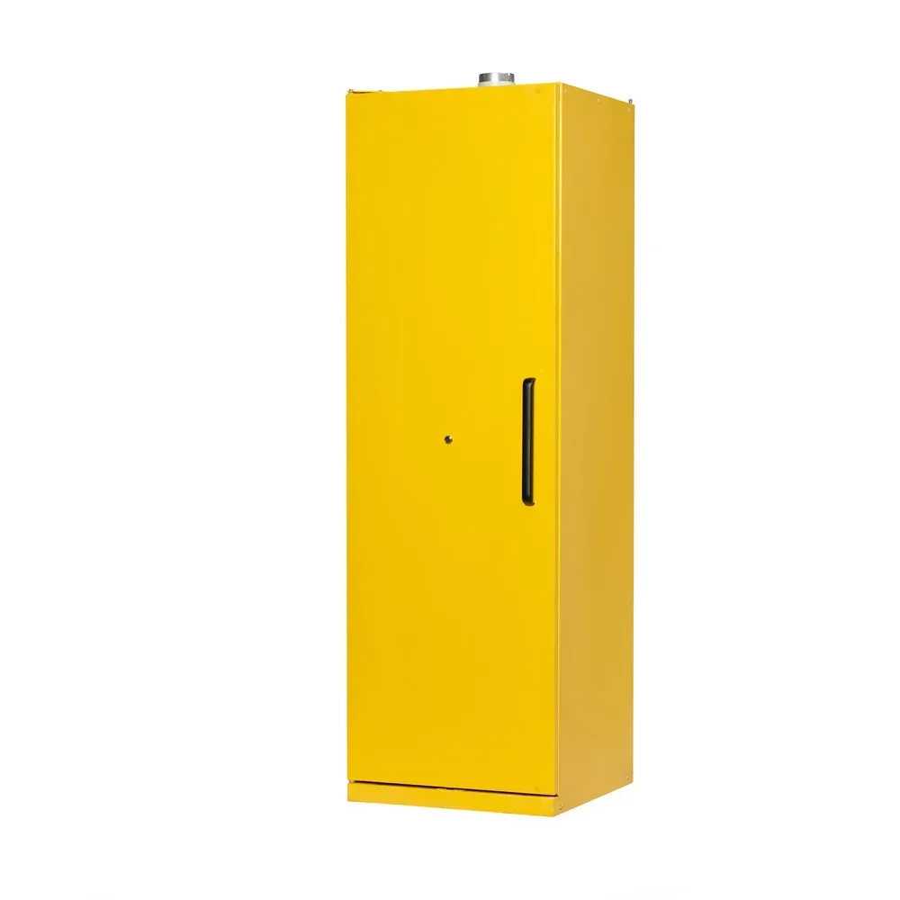 Justrite Sicherheitsschrank EN 90, Auffangwanne, 3 Fachböden, H 2070 x B 600 x T 600 mm, gelb