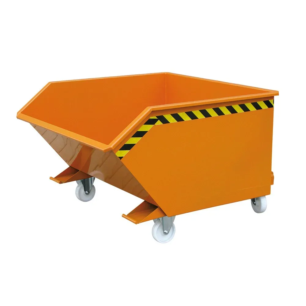Kippbehälter, in niedriger Bauhöhe, Volumen 1000 l, reinorange RAL 2004 Eichinger