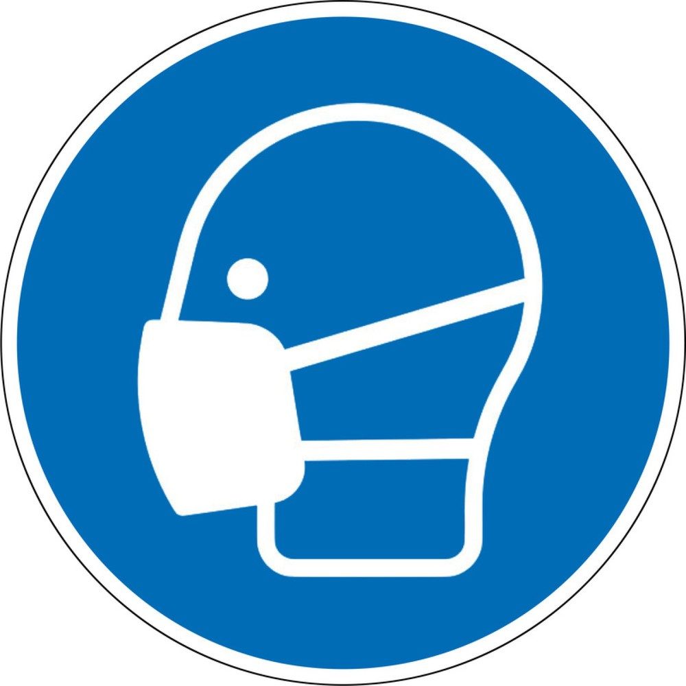 Gebotsschild 'Mund-Nasen-Schutz benutzen', Ø 200 mm, PVC-Folie, selbstklebend