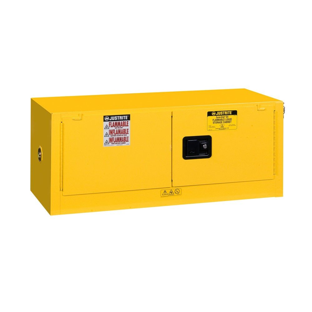 Justrite® Brandschutzschrank Piggyback Sure-Grip® FM, HxBxT 460 x 1.090 x 460 mm, ohne Fachboden, selbstschliessend