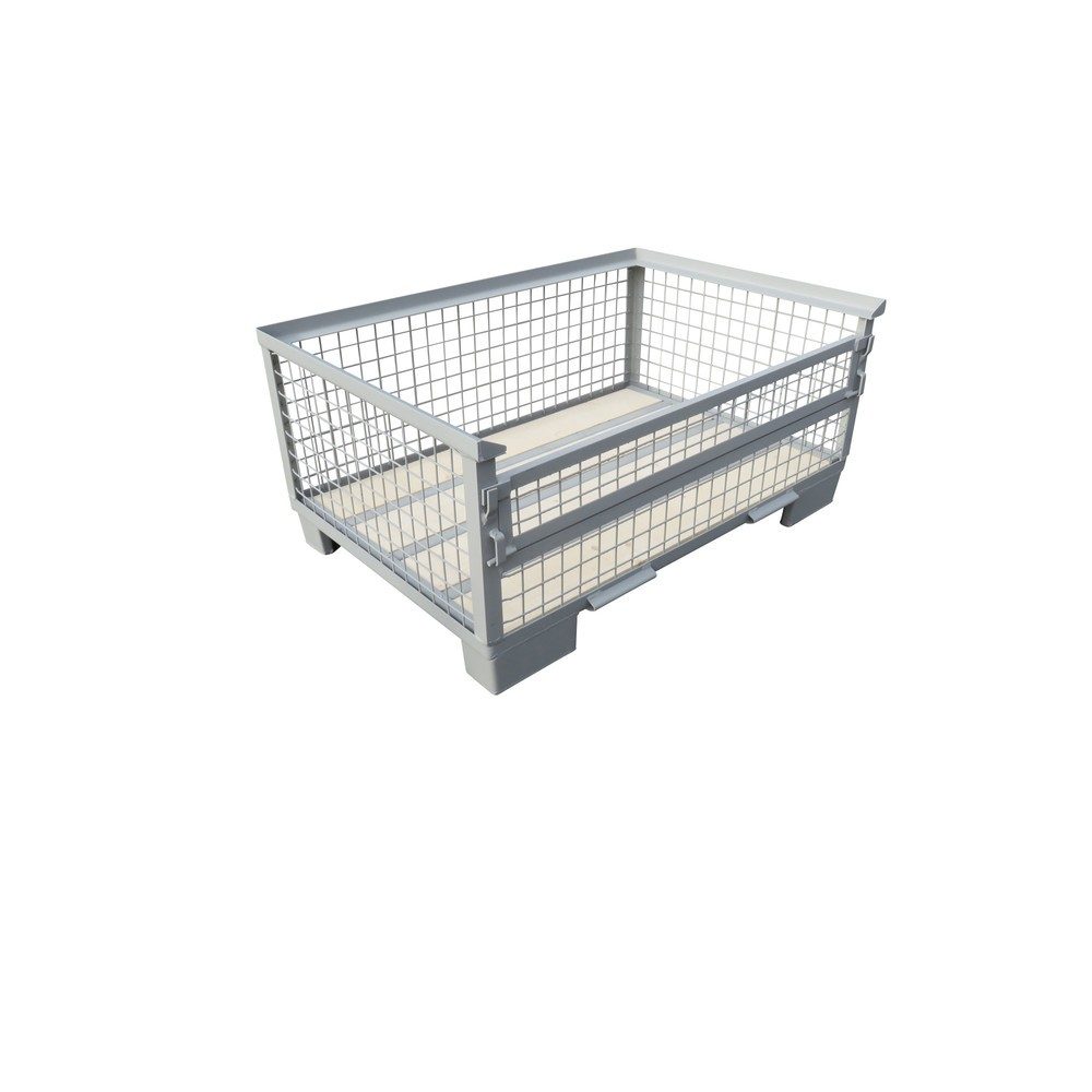 Euro-Gitterbox, Längswand halb abklappbar, Höhe 570 mm