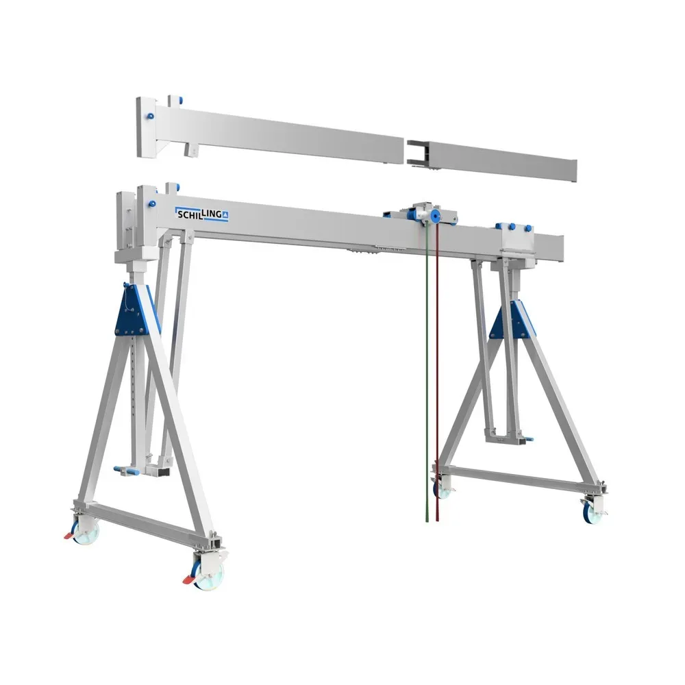 SCHILLING Alu-Portalkran mit teilbarem Doppelträger, verfahrbar, Einhängepunkt 2924-4074 mm, Länge 4000 mm, TK 1000 kg