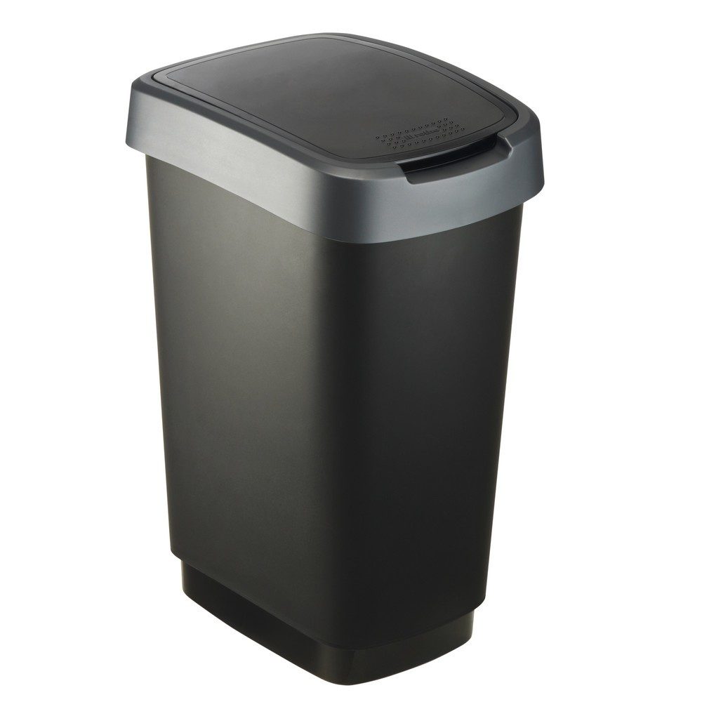 rothopro Abfalleimer TWIST, 25 l, schwarz/dunkelsilber