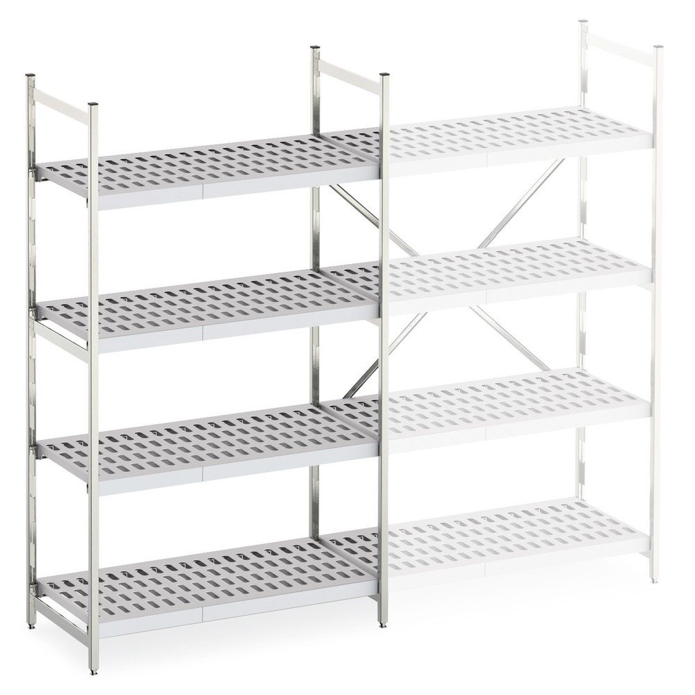 Aluminium-Regal mit Kunststoff-Gitterböden, GF, FL 600 kg, HxBxT 1.800 x 1.500 x 600 mm