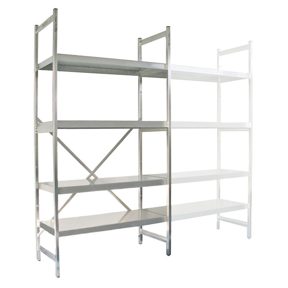Edelstahl-Regal mit geschlossenen Fachböden Grundfeld, Fachlast 150 kg, HxBxT 1800 x 1500 x 500 mm