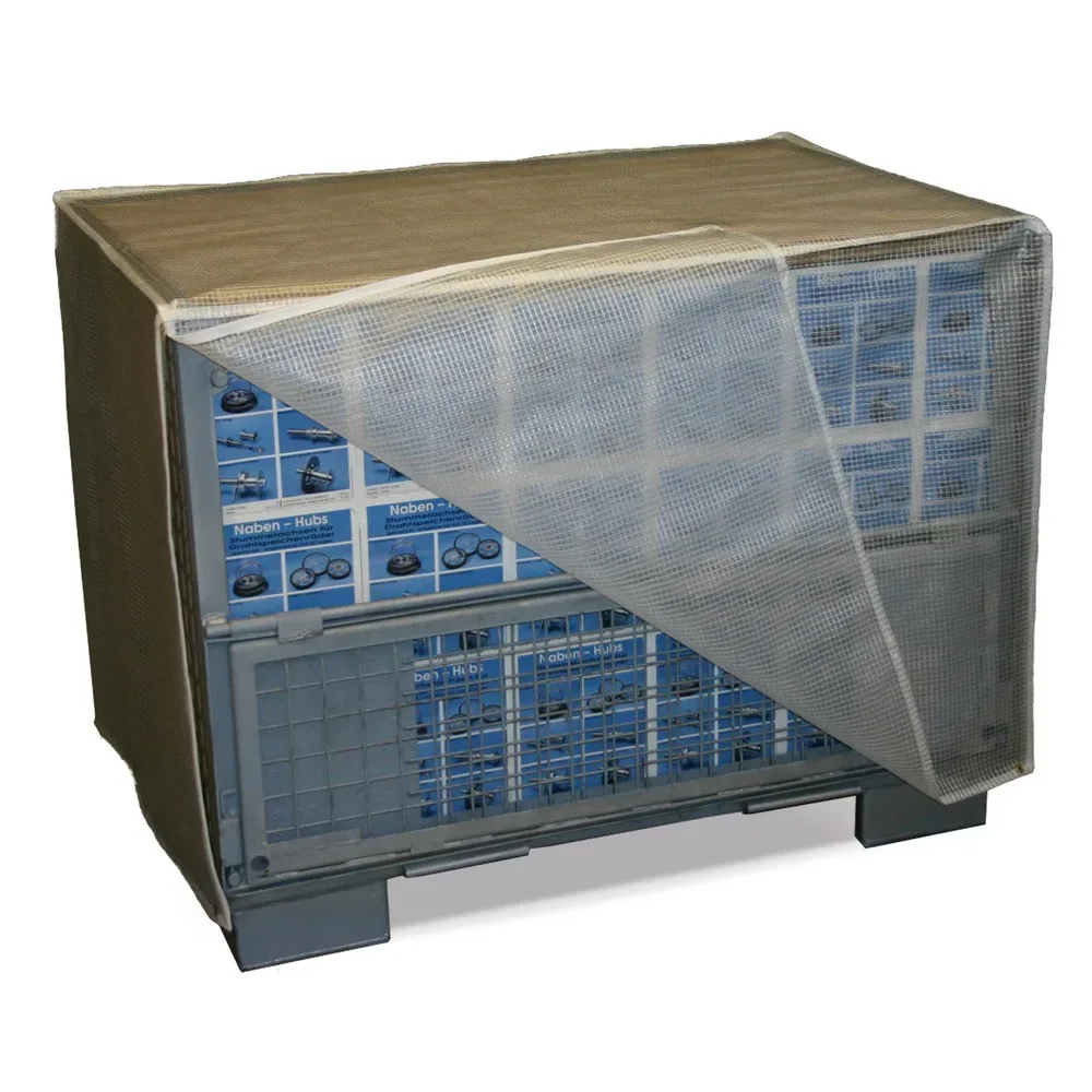 Wetterfeste Abdeckhaube für Gitterbox, 2 Reissverschlüsse, transparent