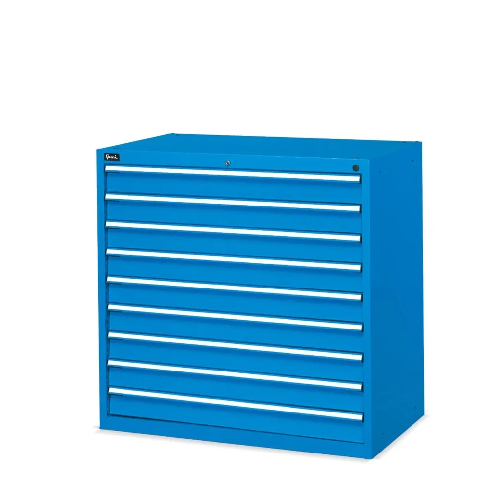 Fami Schubladenschrank Flexa Key Comfort, Schubladen 9x100 mm, HxBxT 1.000 x 1.023 x 600 mm, RAL 5012 lichtblau