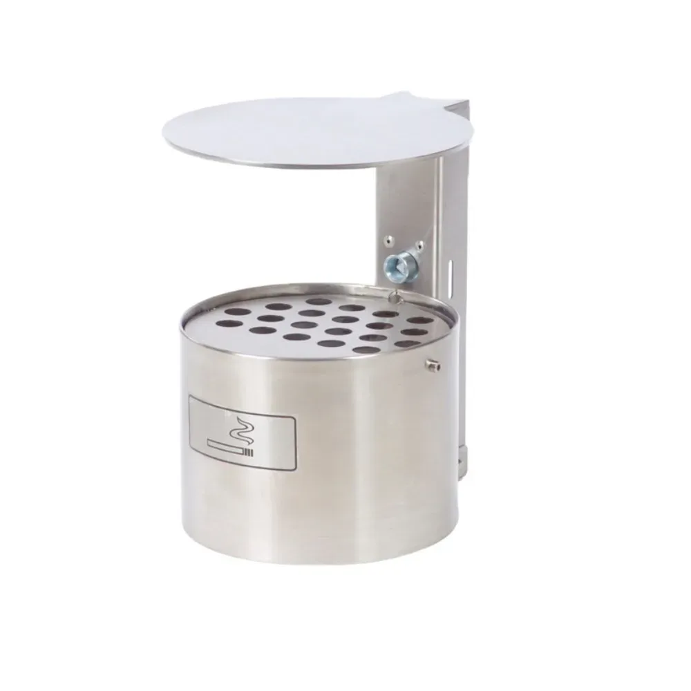 RENNER Wandascher rund, mit Abdeckhaube, ohne Pfosten, Edelstahl, 4 Liter