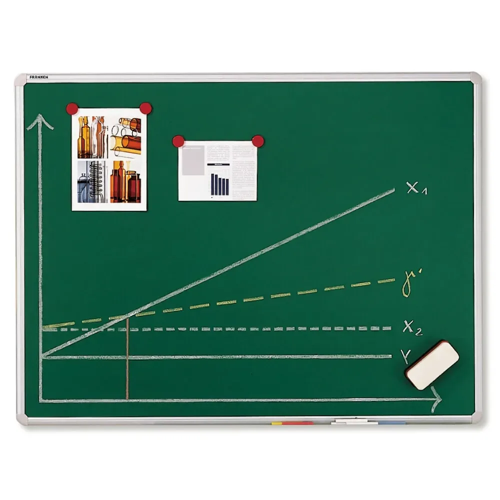 Kreidetafel X-tra!Line, 1800 x 900 mm, lackiert, Wandmontage, Hoch- & Querformat, magnethaftend, grün