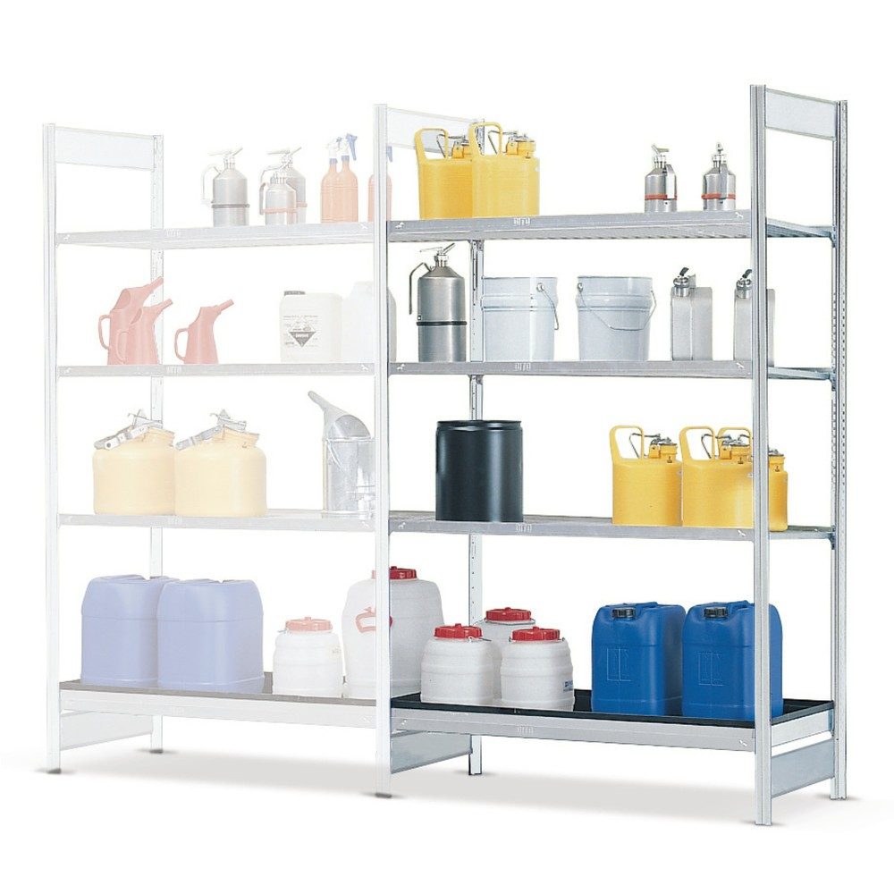 Anbauregal RSG-K 1064 für Gefahrstoffregal asecos RSG-K 1064, B 1010 x T 640 x H 2000 mm, mit 28 l Auffangwanne und 3 Gitterostböden aus Polyethylen