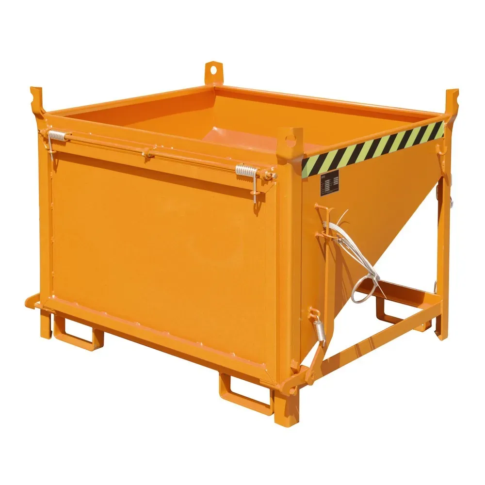 Bauer® Silobehälter mit Klappe, lackiert, Volumen 0,5 m³, RAL 2000 gelborange
