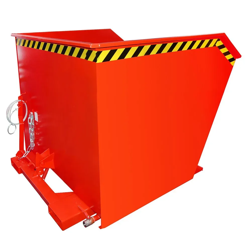 Bauer Kippbehälter SGU 200, mit Lochblech & Ablasshahn, öl-/wasserdicht, Seilzug kippbar, staplertauglich, L 1640 x B 1680 x H 1090 mm, feuerrot RAL 3000