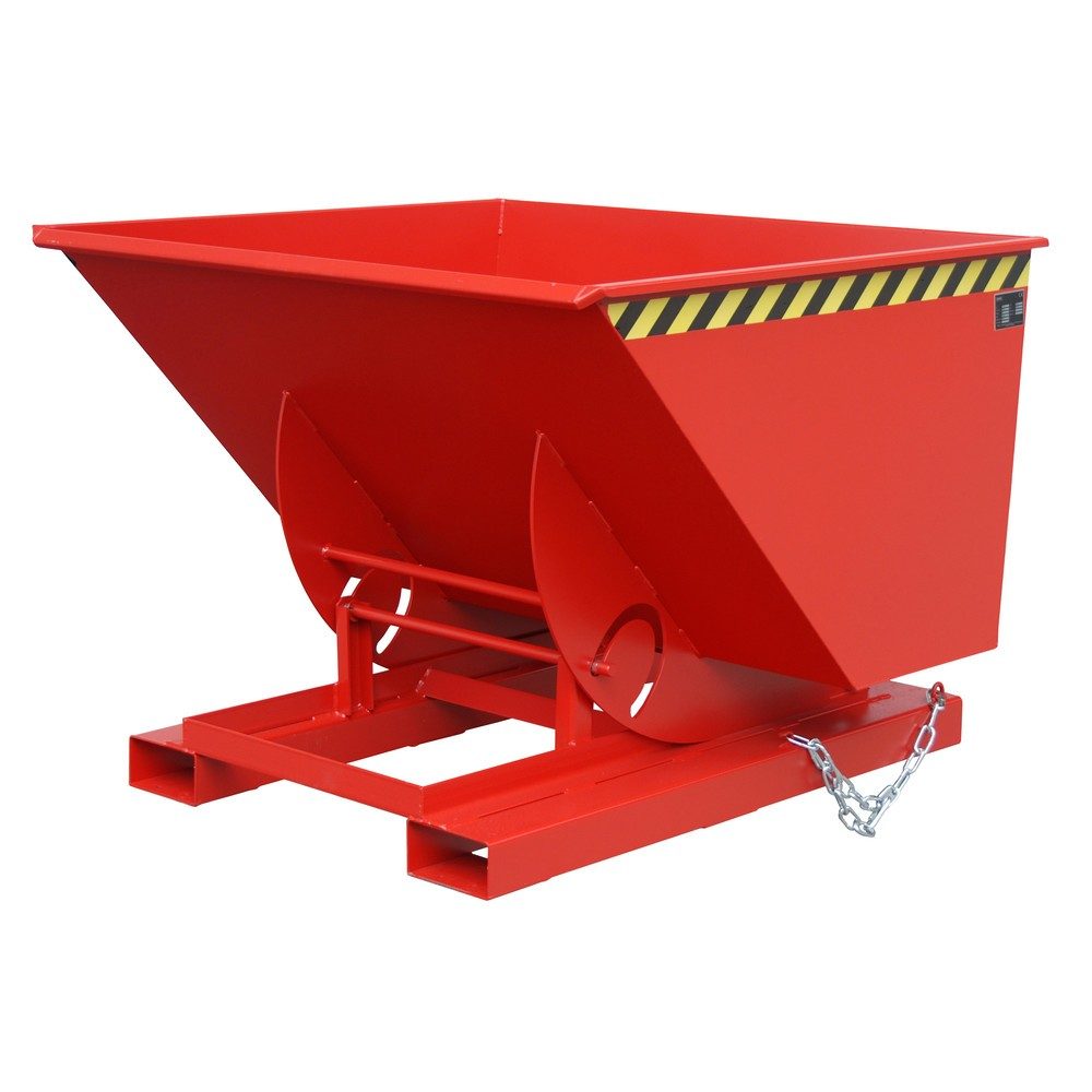 Bauer® Kippbehälter mit Abrollmechanik, TK 1.000 kg, lackiert, Volumen 1 m³, RAL 3000 feuerrot