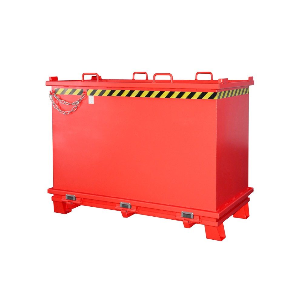 Bauer® Klappbodenbehälter, verstärkte Bodenklappe, lackiert, Volumen 2 m³, RAL 3000 feuerrot