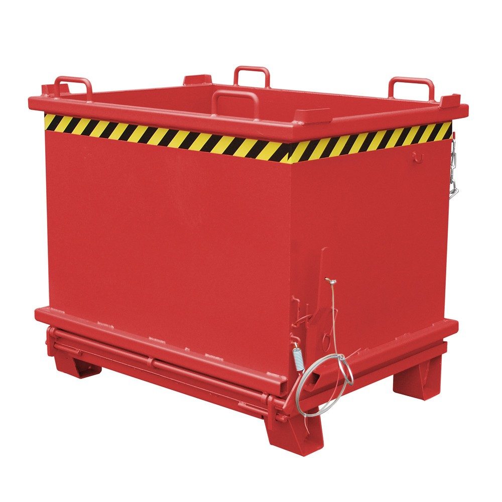 Bauer® Klappbodenbehälter, verstärkte Bodenklappe, lackiert, Volumen 1 m³, RAL 3000 feuerrot