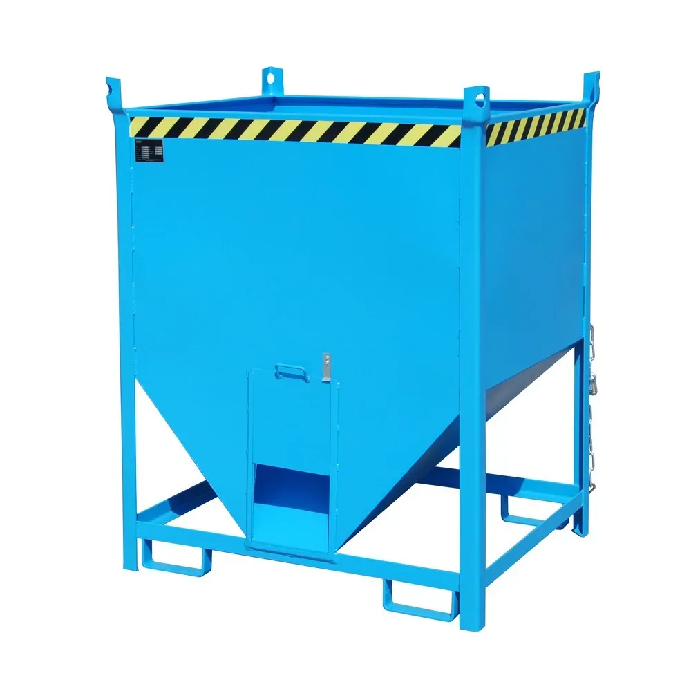 Bauer Silobehälter SGS 100, mit Schieberverschluss, L 1000 x B 1200 x H 1495 mm, 1 m³, bis 1500 kg, Stahl, Lichtblau