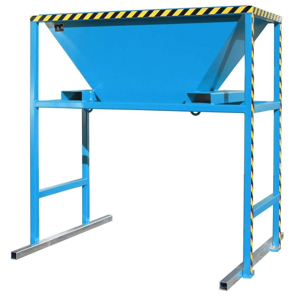 Bauer BTM Befülltrichter, Stahlblech, mobil und stationär, Einfahrtaschen, L 1700 x B 1980 x H 2050 mm, lackiert, lichtblau RAL 5012