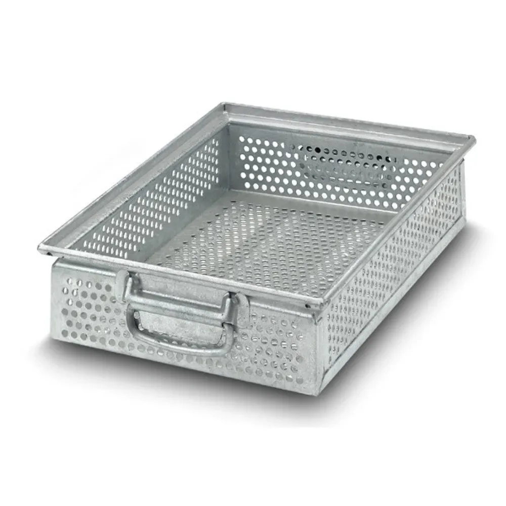 Eurobox aus Stahlblech, mit feiner Lochung Ø 5 mm, HxBxT 150 x 300 x 200 mm