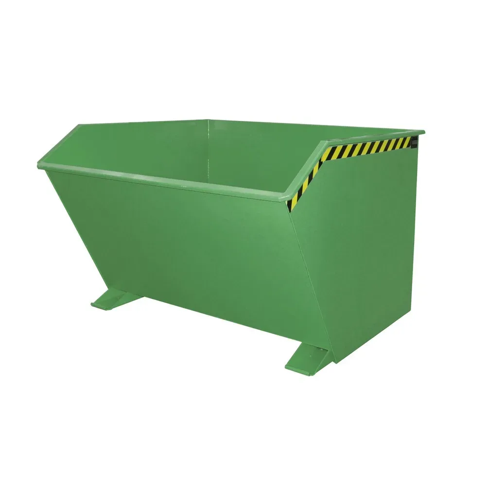 Bauer® Kippbehälter, niedrige Bauhöhe, lackiert, Volumen 2 m³, RAL 6011 resedagrün