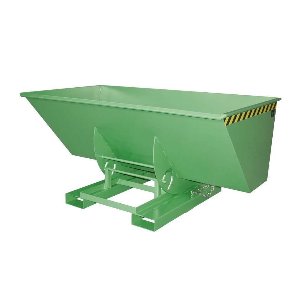 Kippbehälter AK 150, mit Abrollsystem, 1500 l, 1000 kg, L 1420 x B 2280 x H 1070 mm, RAL 6011 grün