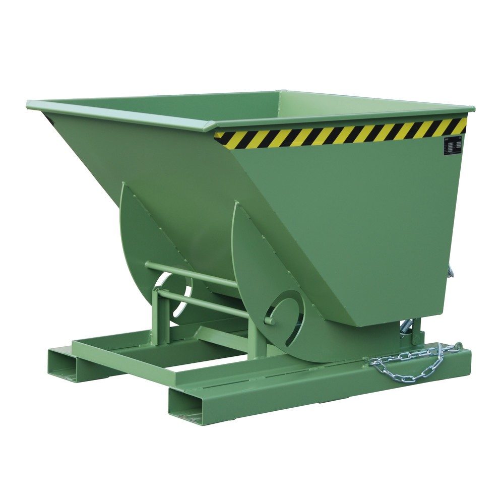Bauer® Kippbehälter mit Abrollmechanik, TK 1.000 kg, lackiert, Volumen 0,75 m³, RAL 6011 resedagrün