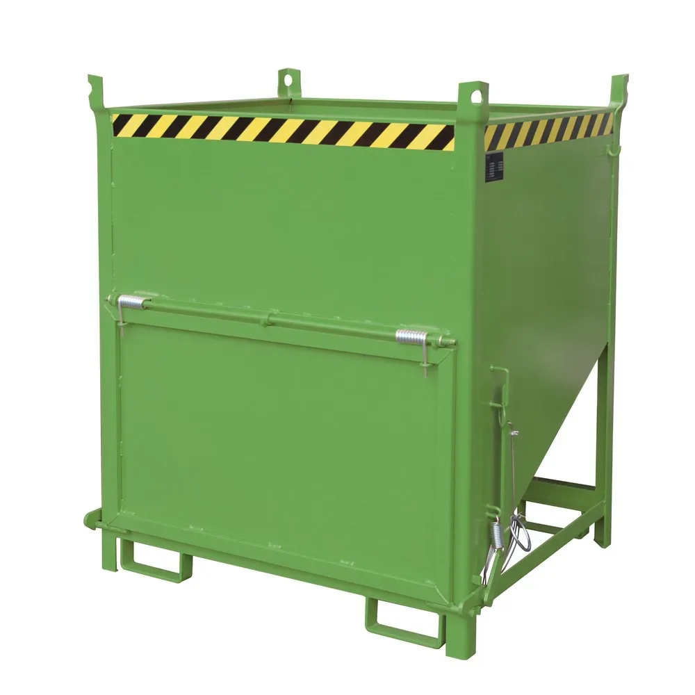 Bauer Silobehälter SGK 100, Zugseil-Entleerung, L 1000 x B 1200 x H 1405 mm, 1 m³, bis 1500 kg, Stahl, Resedagrün