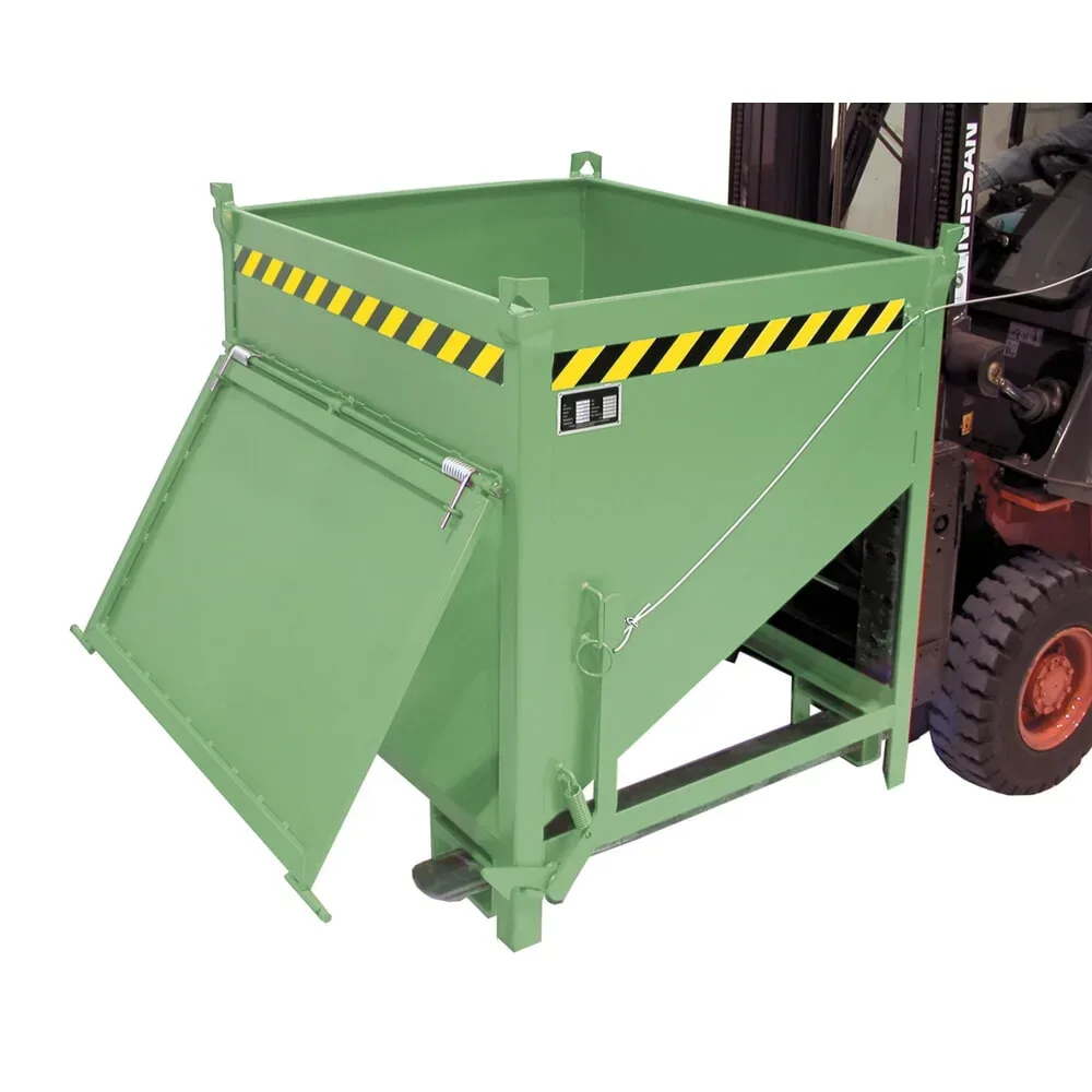Bauer Silobehälter SGK 75, Zugseil-Entleerung, L 1000 x B 1200 x H 1170 mm, 0,75 m³, bis 1000 kg, Stahlblech, Resedagrün