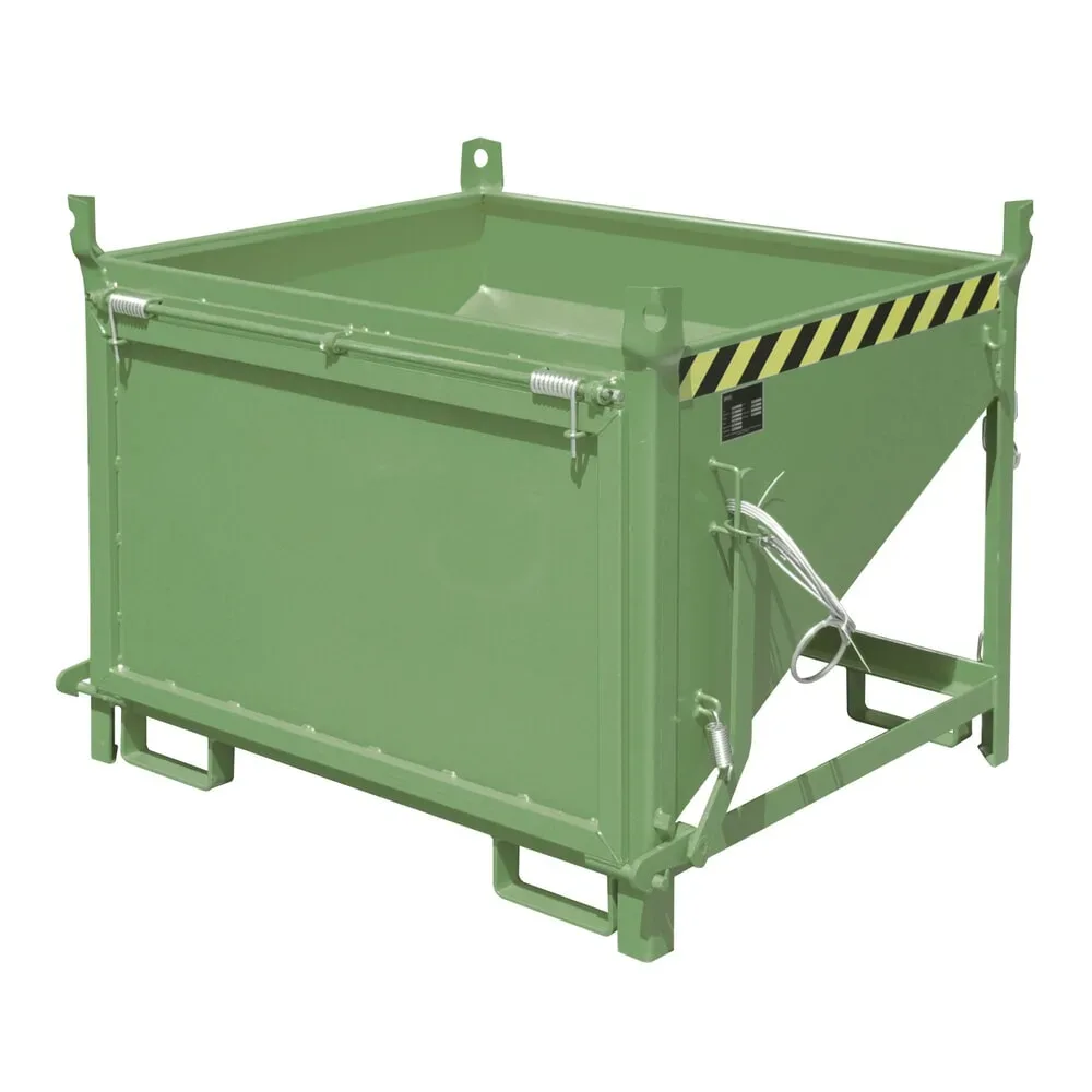 Bauer Silobehälter SGK 50, Zugseil-Entleerung, L 1000 x B 1200 x H 935 mm, 0,5 m³, bis 750 kg, Stahlblech, Resedagrün