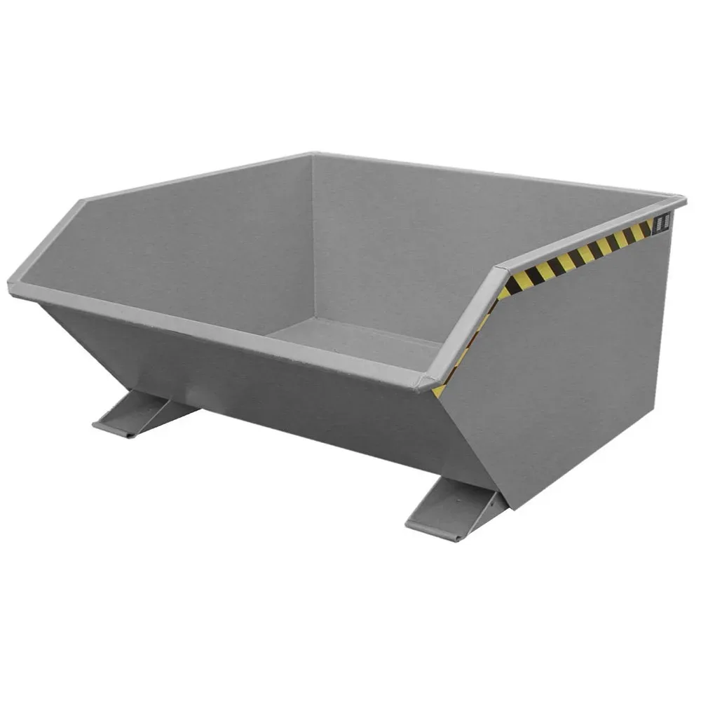 Bauer® Kippbehälter, niedrige Bauhöhe, lackiert, Volumen 0,75 m³, RAL 7005 mausgrau
