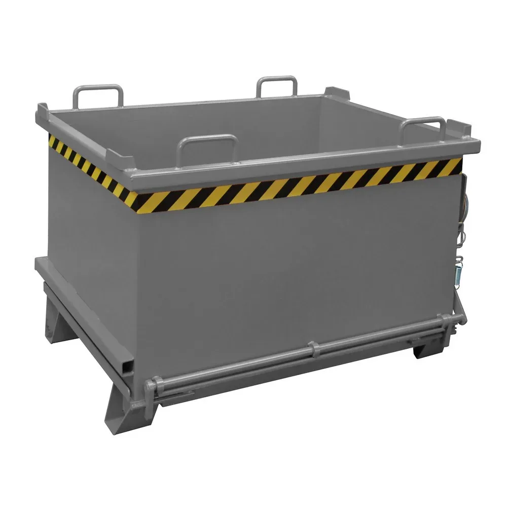 Bauer® Klappbodenbehälter, verstärkte Bodenklappe, lackiert, Volumen 0,75 m³, RAL 7005 mausgrau