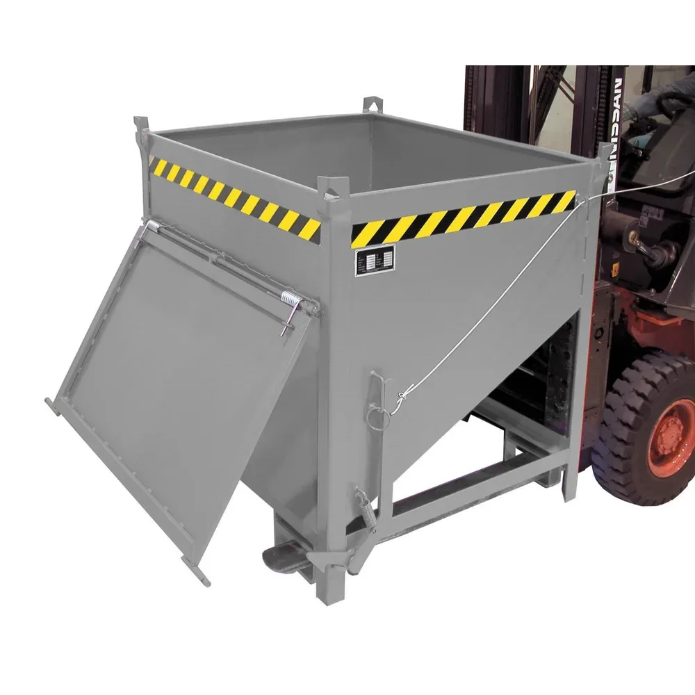 Bauer Silobehälter SGK 75, Zugseil-Entleerung, L 1000 x B 1200 x H 1170 mm, 0,75 m³, bis 1000 kg, Stahl, Mausgrau