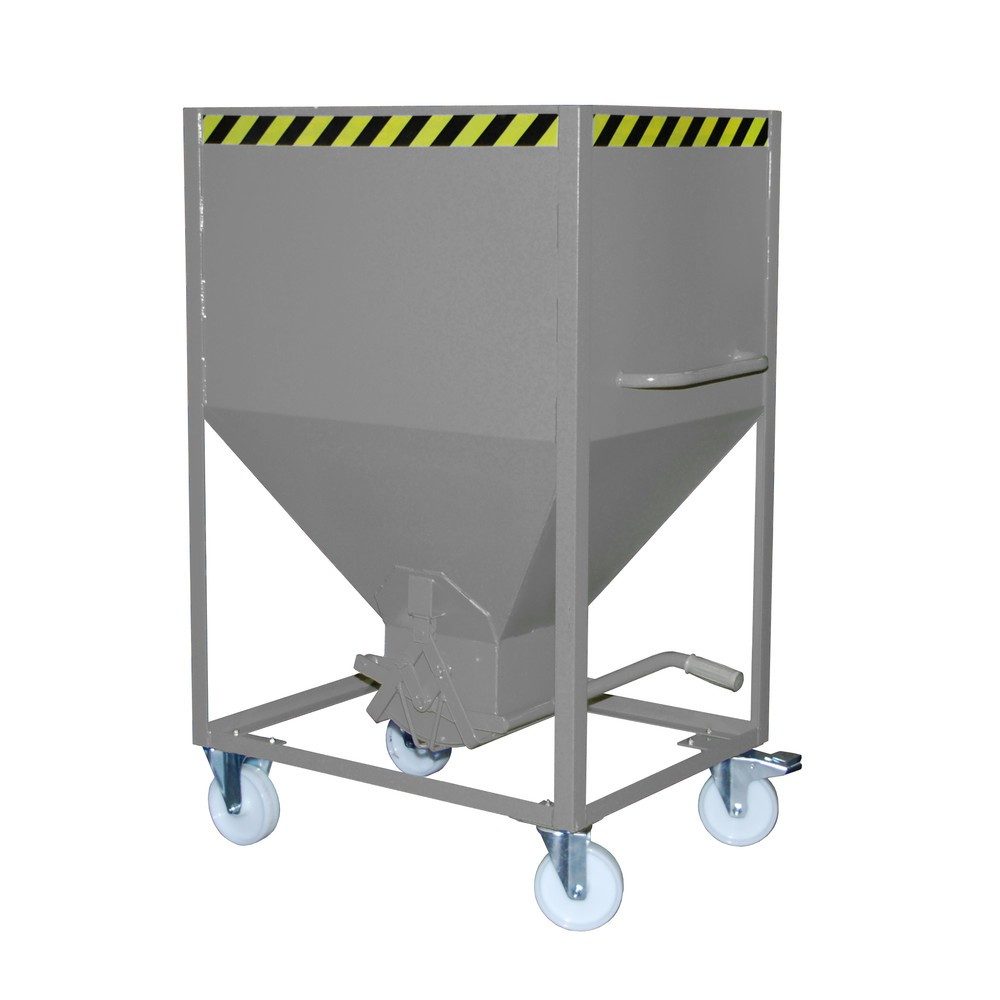 Bauer® Silobehälter, mit Scherenverschluss + Rollen, lackiert, Volumen 0,6 m³, RAL 7005 mausgrau