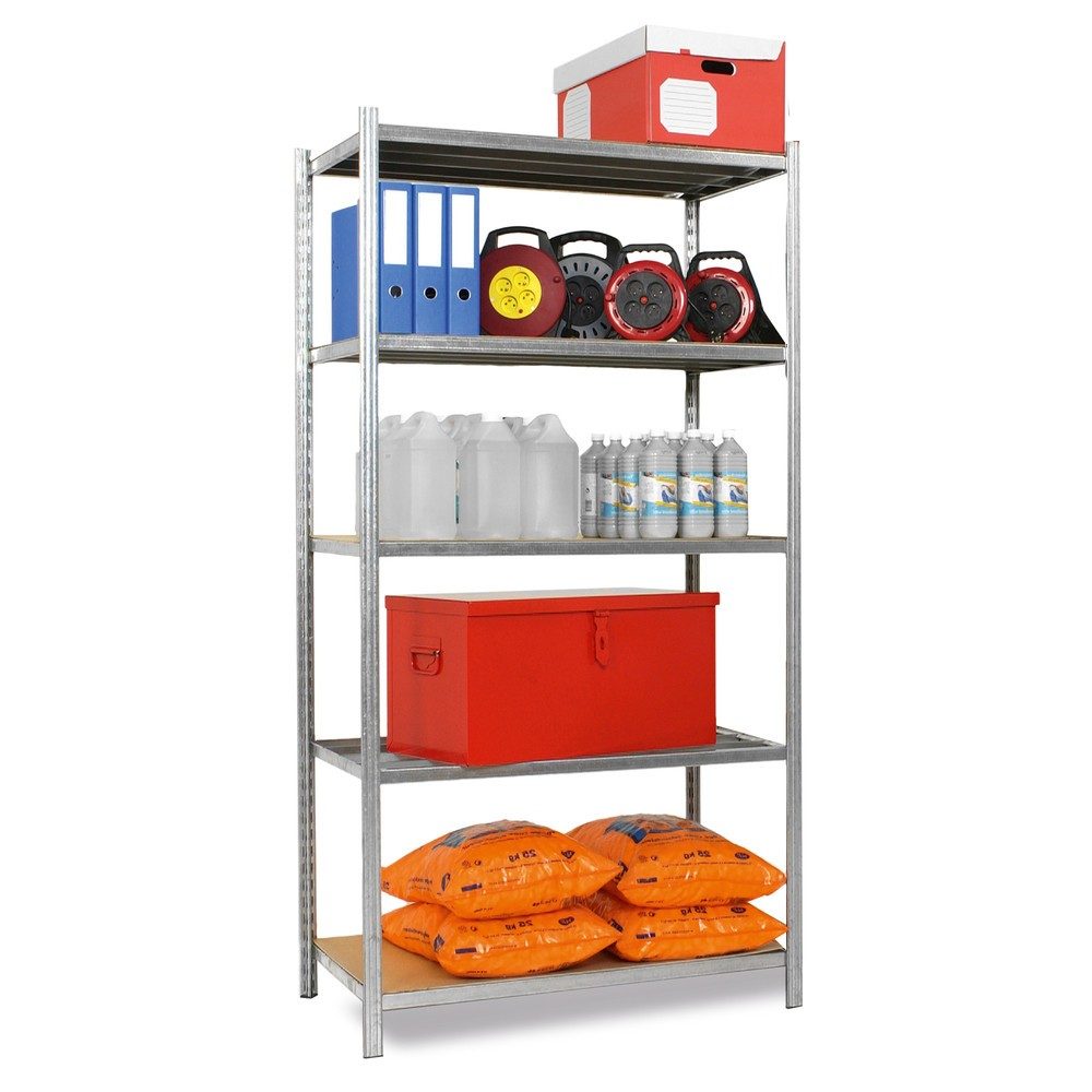 ManOrga Fachbodenregal verzinkt mit Stahlblechböden, Fachlast 221 kg, HxBxT 2.000 x 1.040 x 408 mm