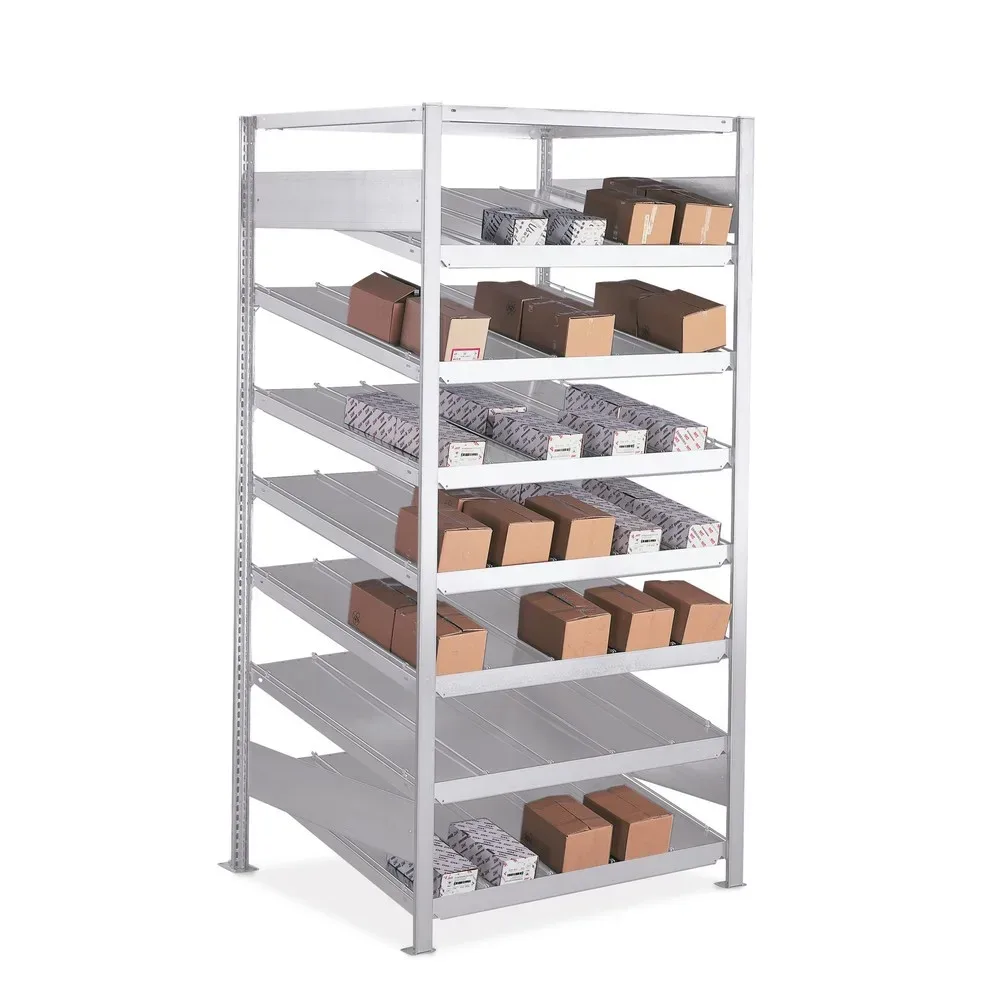 META Schrägbodenregal Grundfeld, einseitig, mit Fachböden, Tiefe 800 mm