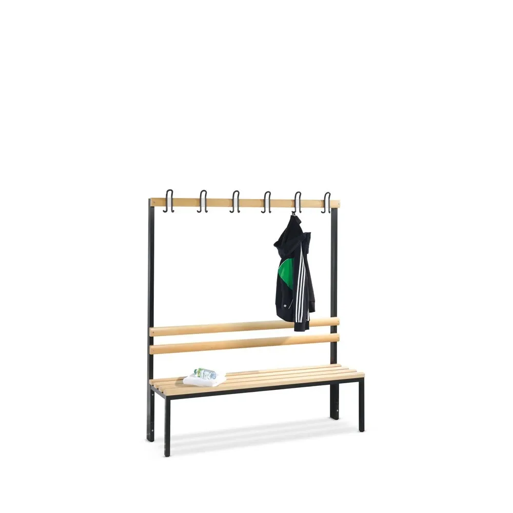 C+P Umkleidebank Premium, 1-seitig mit Hakenleiste, Länge 1.500 mm, mit Schuhrost