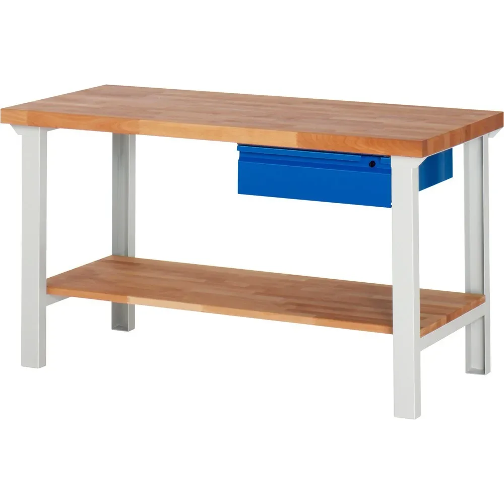 Steinbock® Werkbank Selection, mit Schublade u. Ablageboden, HxBxT 840 mm x 1.500 mm x 700 mm, RAL 7035/5010