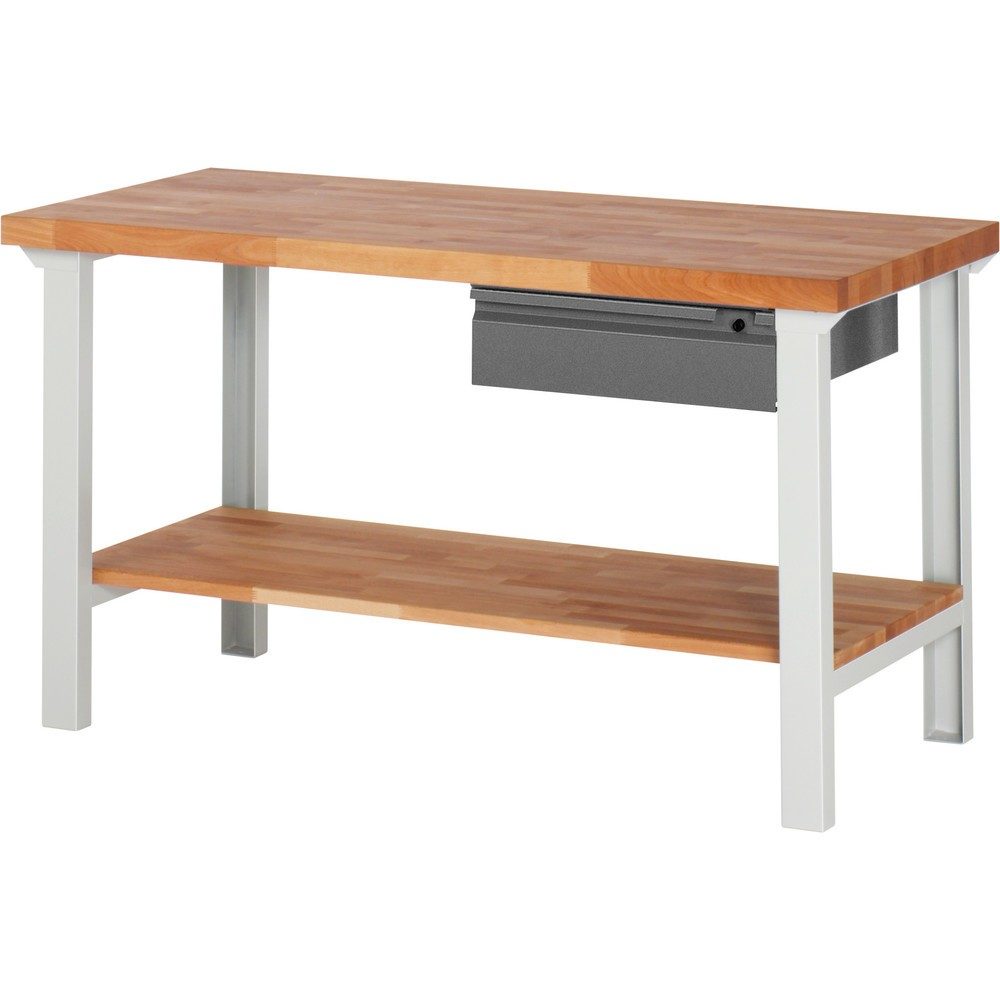 Steinbock® Werkbank Selection, mit Schublade u. Ablageboden, HxBxT 840 mm x 1.500 mm x 700 mm, RAL 7035/7016