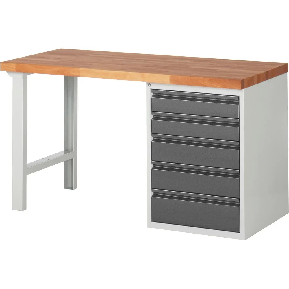 Steinbock® Werkbank Selection, mit 5 Schubladen, HxBxT 840 mm x 1.500 mm x 700 mm, RAL 7035/7016