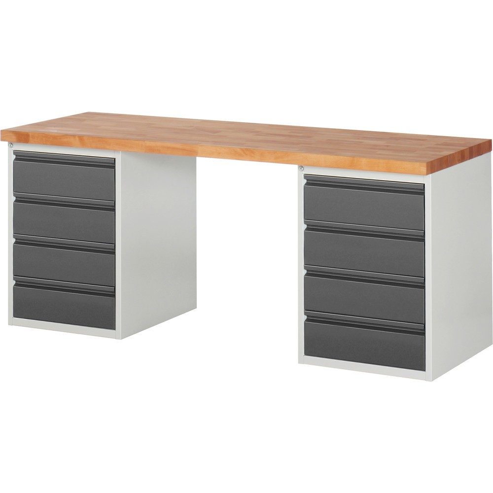 Steinbock® Werkbank Selection, mit 2x 4 Schubladen, HxBxT 840 mm x 2.000 mm x 700 mm, RAL 7035/7016