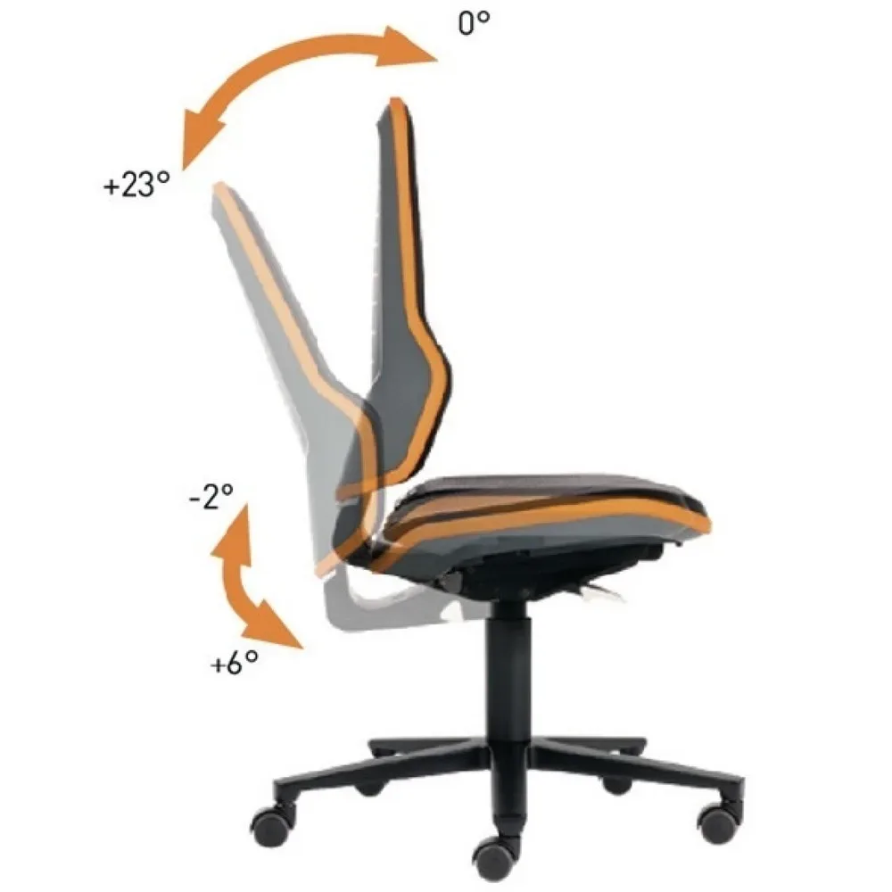 bimos Arbeitsdrehstuhl Neon, ohne Polsterelement blau, Rollen, 450-620 mm Synchrontechnik