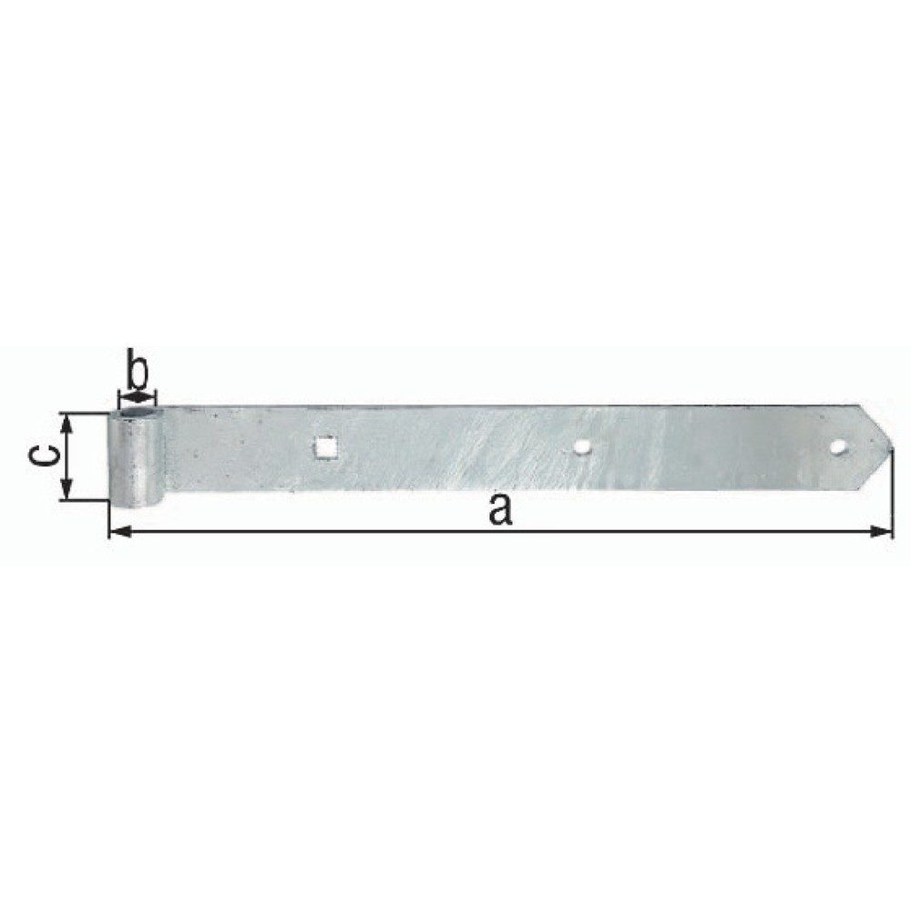 GAH Ladenband Breite 60 mm, Ø 20 mm Stahl feuerverzinkt, Länge 800 x 60 mm Stärke 8 mm, abgerundet