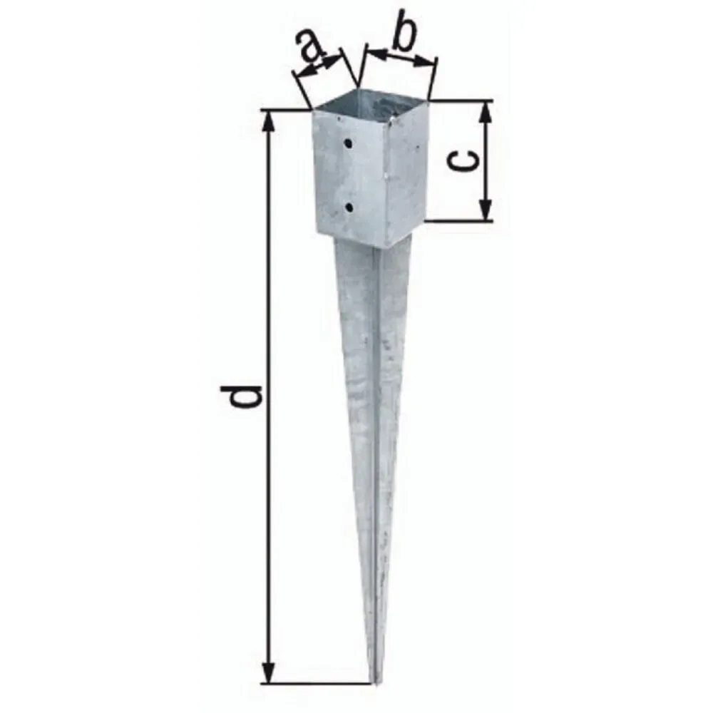 GAH Einschlagbodenhülse, Stahl roh feuerverzinkt, a91xb91xc150xd900mm