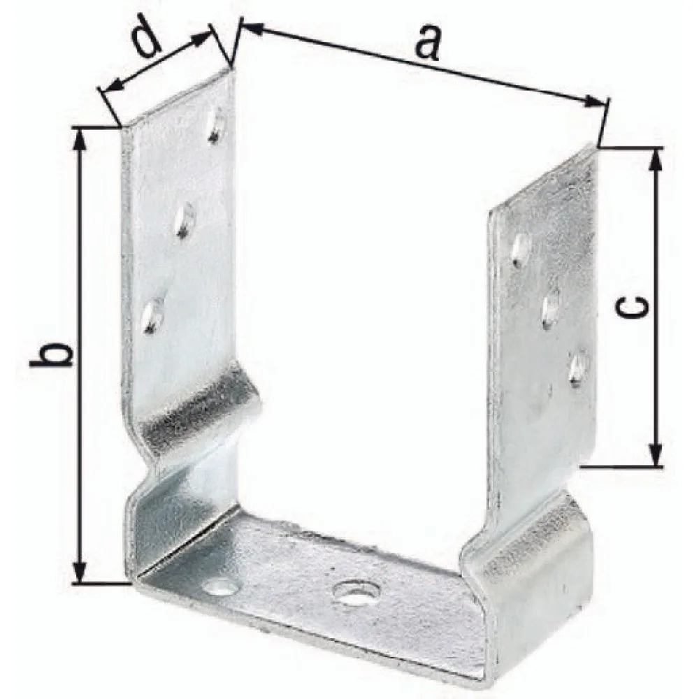 GAH U-Pfostenträger ETA-10/0210, feuerverzinkt, 91x150x100x60mm, zum Aufschrauben